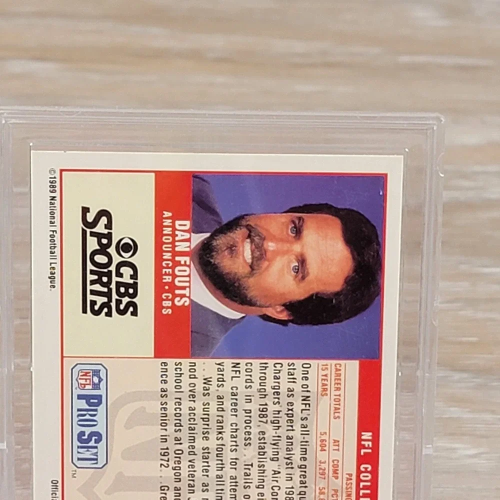 1989 Pro Set Dan Fouts Signed Autographed Card 14 CBS Sports San Diego Chargers